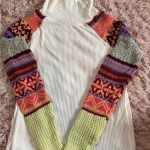 FreePeople  Colorful Patterned Sleeve Women's shirt